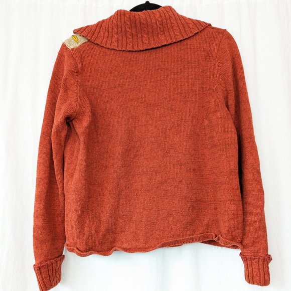 Vintage Autumn Embroidered Fall Harvest Orange Sweater Size Medium - Picture 13 of 14